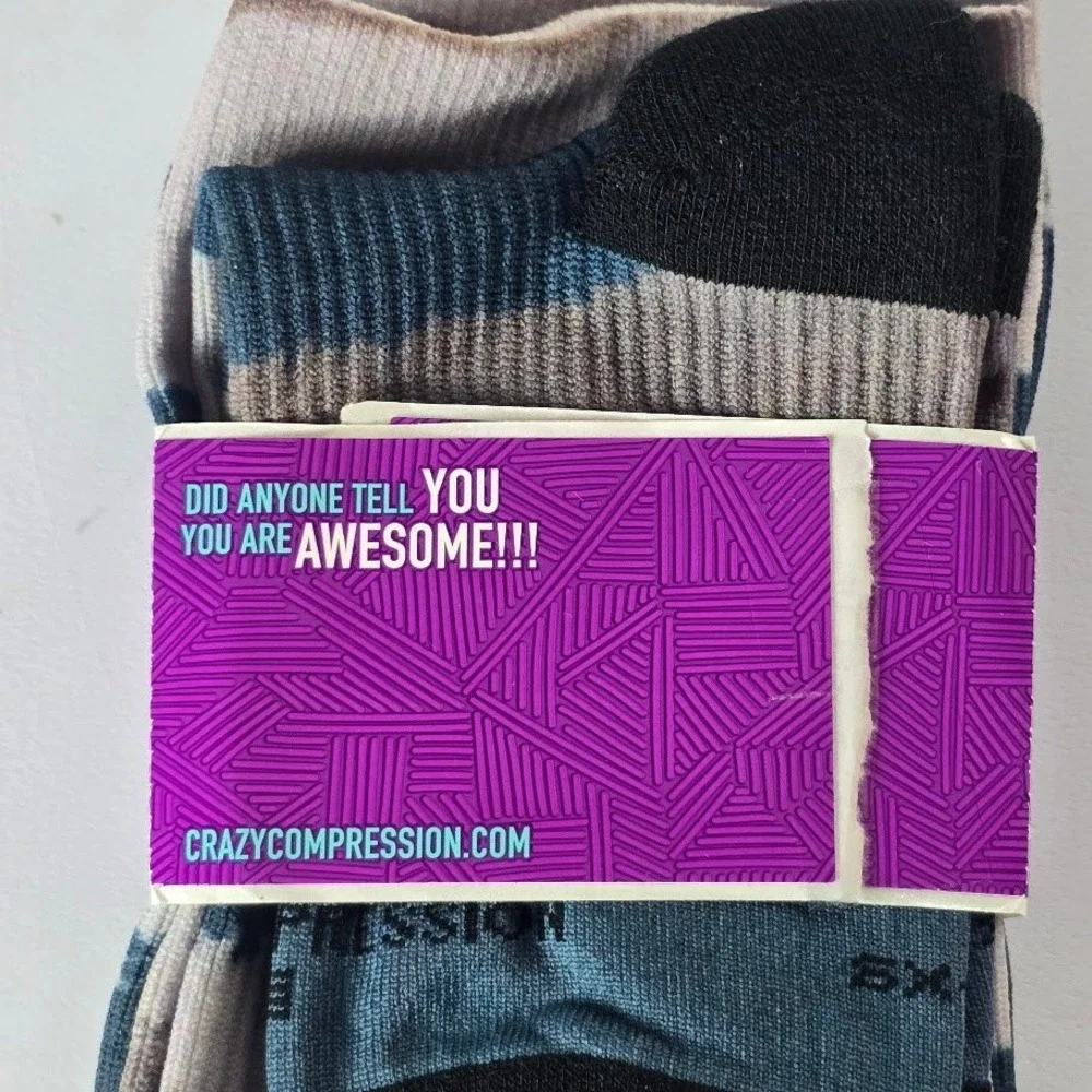 Crazy Compression Multicolor Socks‎ 2pk Graduated Performance Women XS Athletic